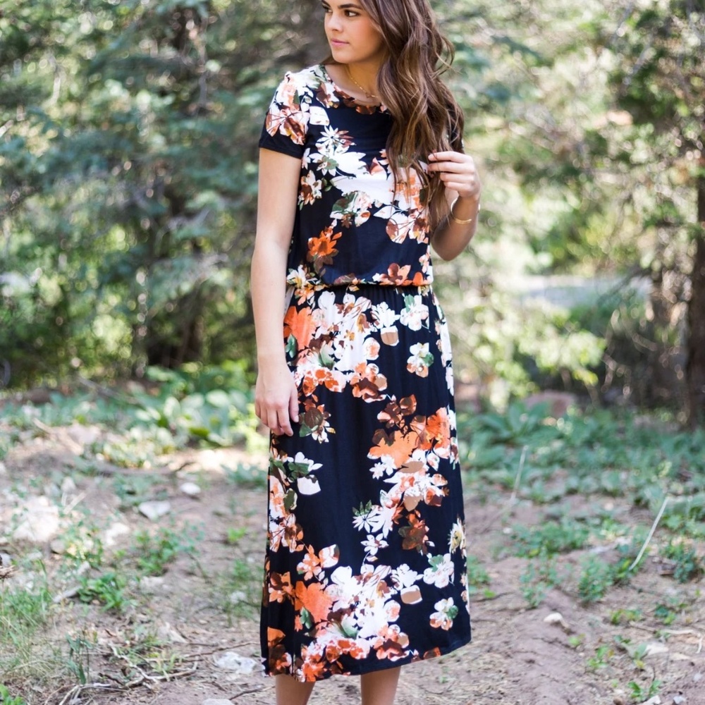 Floral Jersey Midi Dress